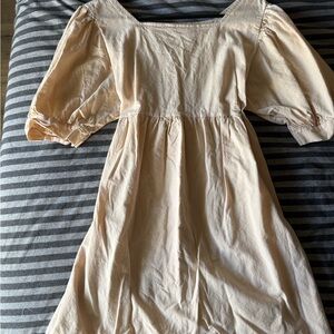 Elegant Cream Puff Sleeve Kids Dress